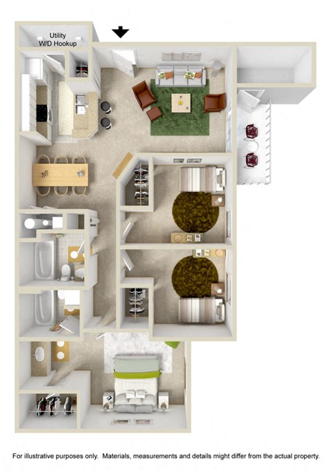 Bayberry Village 3 Bedroom Floor Plan
